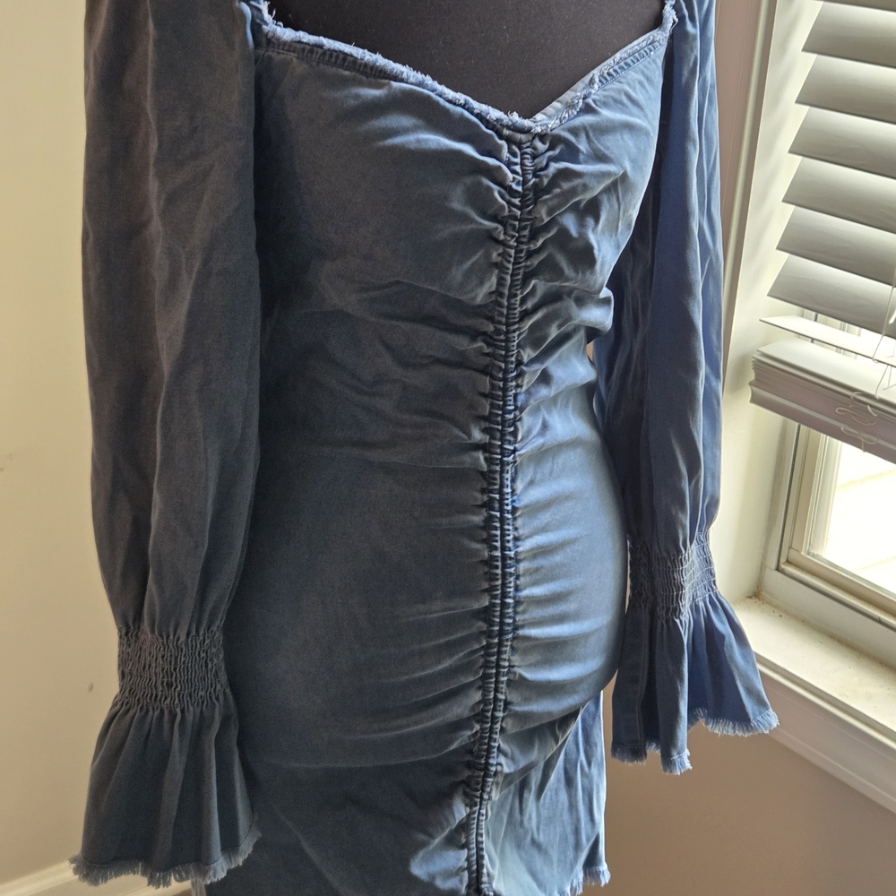 Fashion Nova Blue Ruched Bodycon Mini Dress